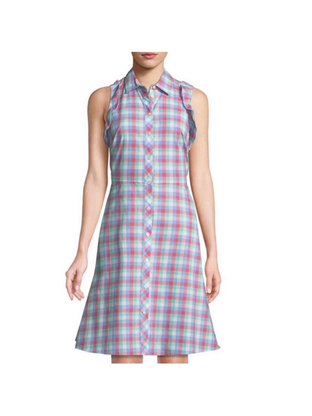 Kate Spade Sleeveless Madras Plaid Cotton Shirt Dress Size 2